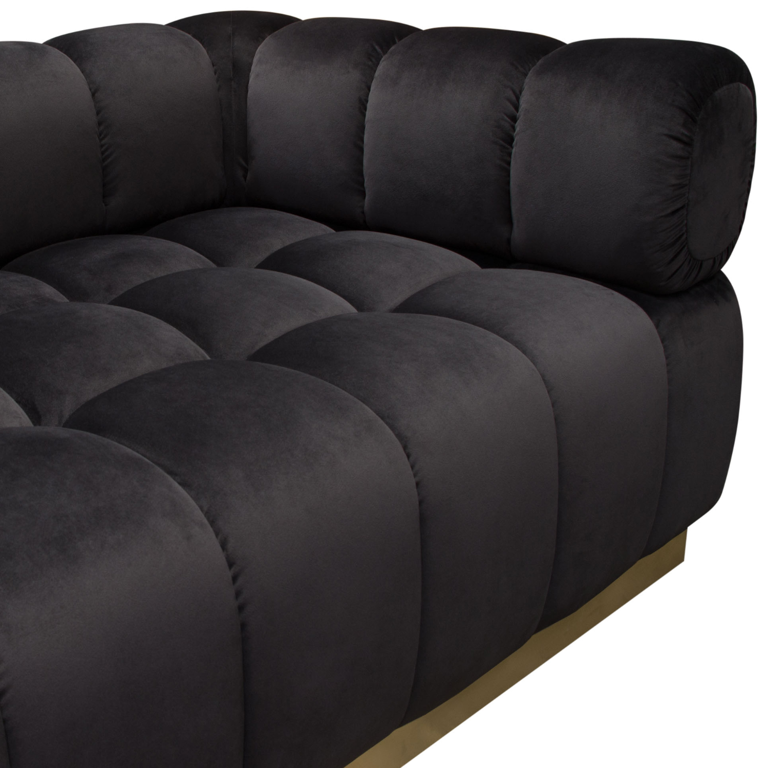 Diamond Sofa Image Low Profile Velvet Sofa with Brushed Gold Base - Black