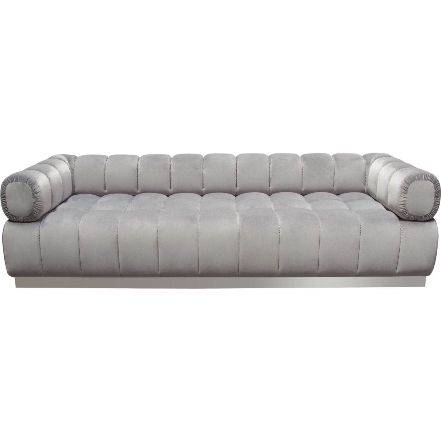 Diamond Sofa - Image Low Profile Velvet Sofa with Brushed Gold/Silver Base