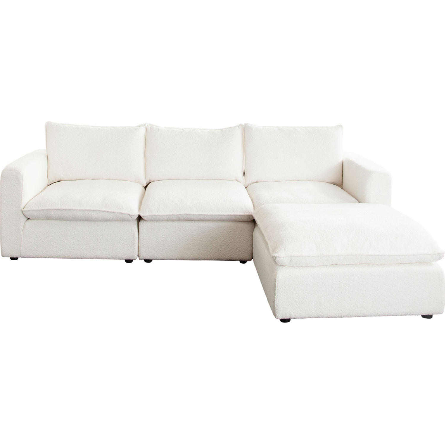 Diamond Sofa - Ivy 4-Piece Faux Shearling Reversible Modular Chaise Sectional with Feather Down Seating in White