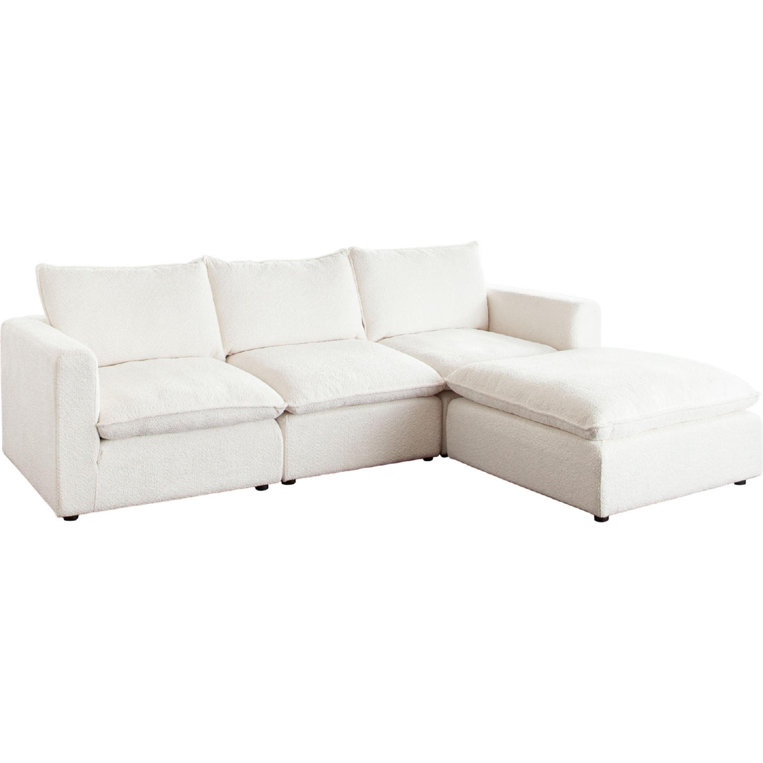 Diamond Sofa - Ivy 4-Piece Faux Shearling Reversible Modular Chaise Sectional with Feather Down Seating in White