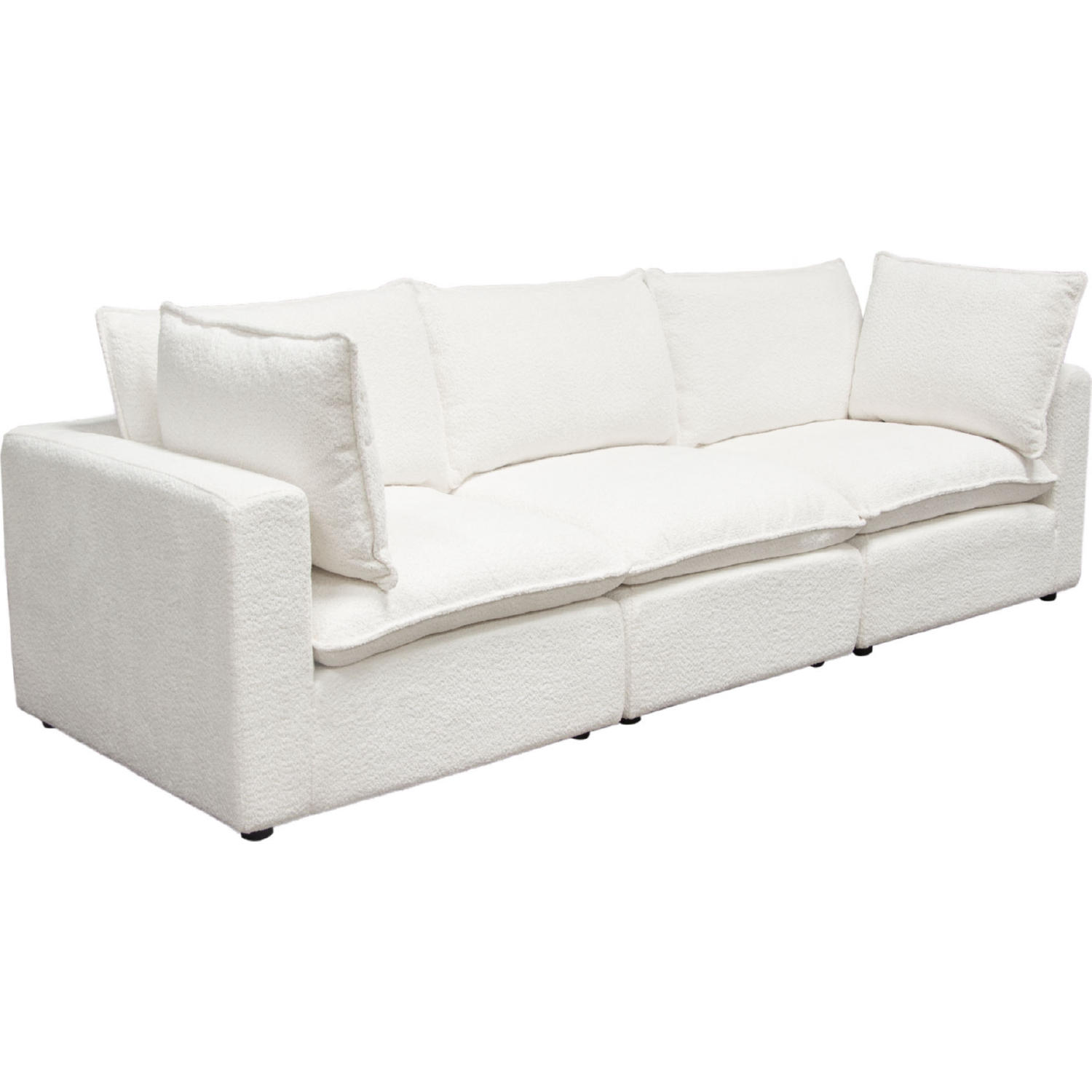 Diamond Sofa Ivy 3-Piece Faux Shearling Modular Sofa with Feather Down Seating - White