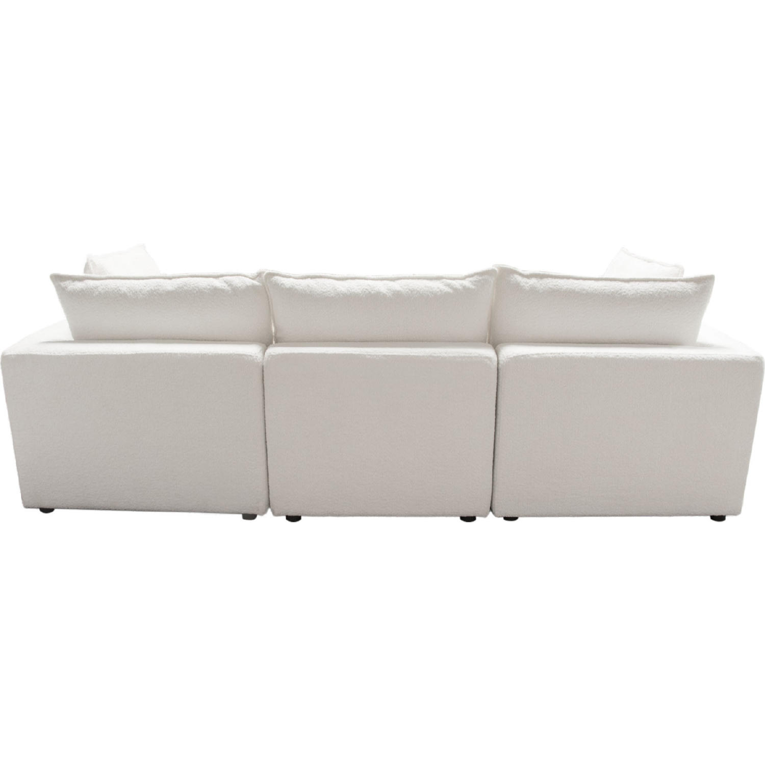 Diamond Sofa Ivy 3-Piece Faux Shearling Modular Sofa with Feather Down Seating - White