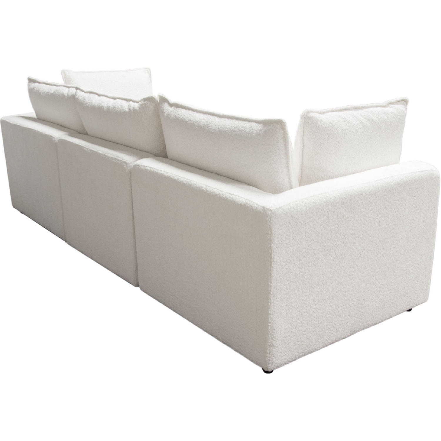 Diamond Sofa Ivy 3-Piece Faux Shearling Modular Sofa with Feather Down Seating - White