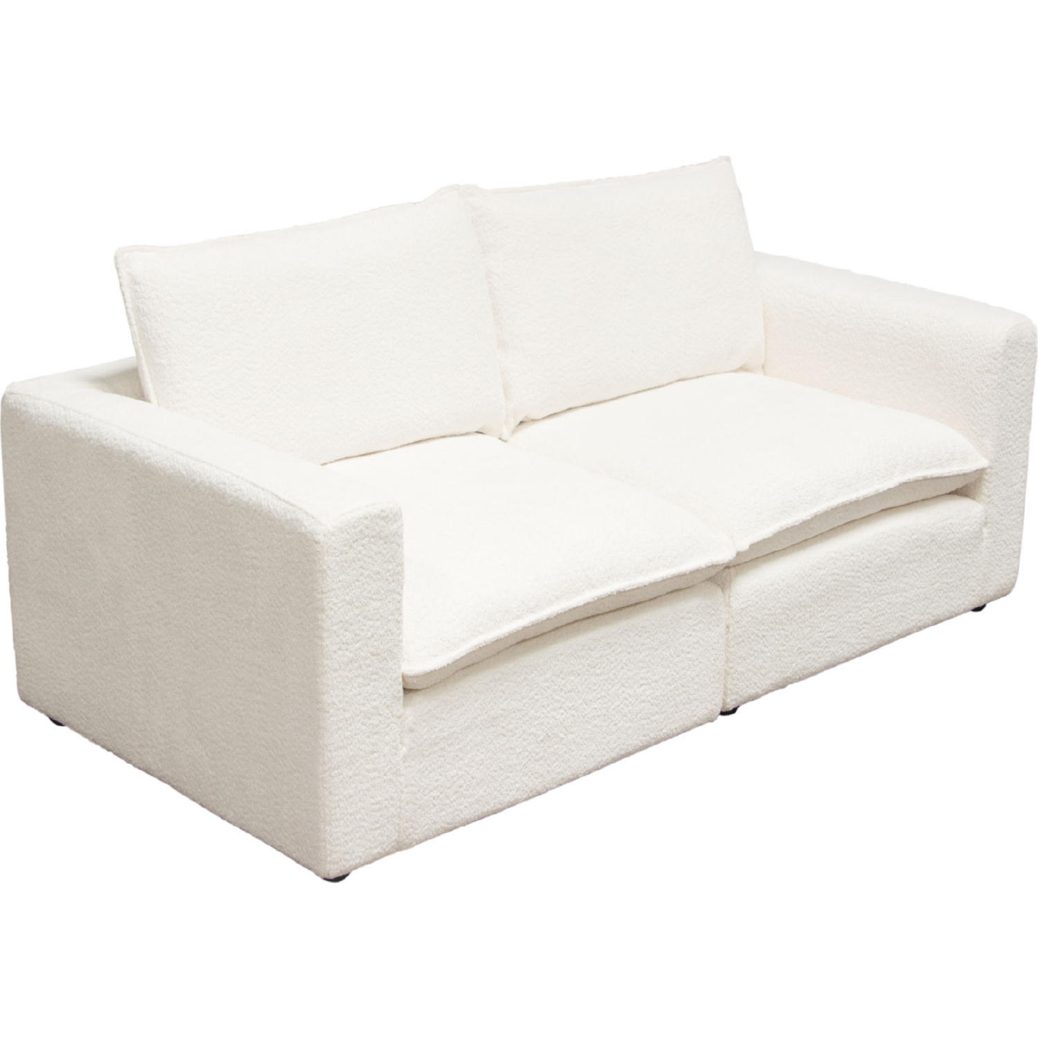 Diamond Sofa Ivy 2-Piece Faux Shearling Modular Sofa with Feather Down Seating - White