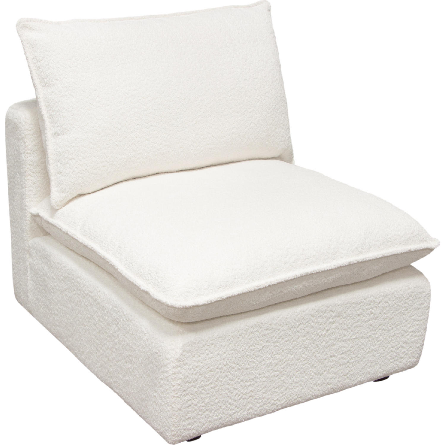 Diamond Sofa - Ivy Faux Shearling Armless Chair with Feather Down Seating in White