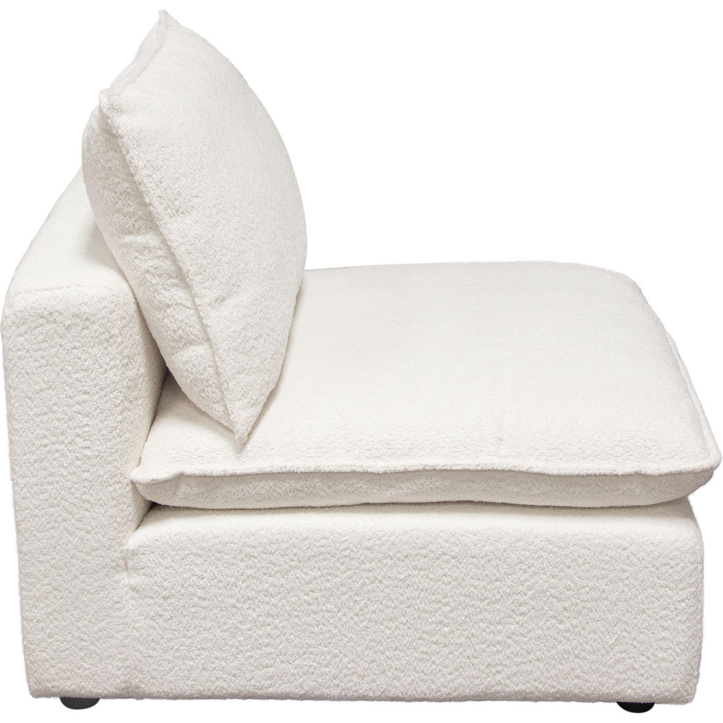 Diamond Sofa - Ivy Faux Shearling Armless Chair with Feather Down Seating in White