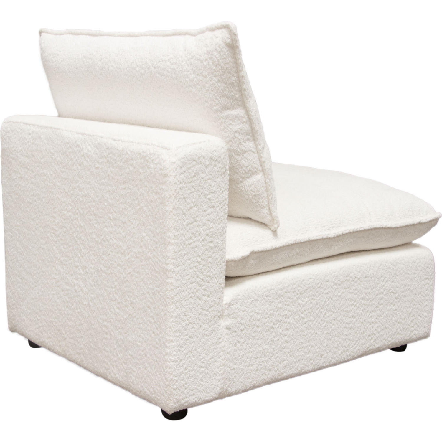 Diamond Sofa - Ivy Faux Shearling Armless Chair with Feather Down Seating in White