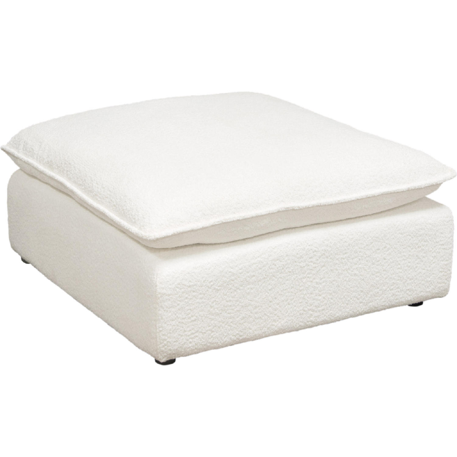 Diamond Sofa - Ivy Faux Shearling Square Ottoman with Feather Down Seating in White