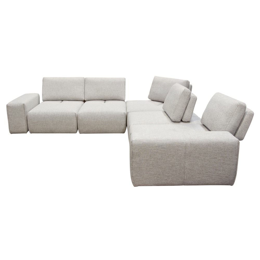 Diamond Sofa - Jazz Modular 5-Seater Fabric Corner Sectional with Adjustable Backrests in Light Barley