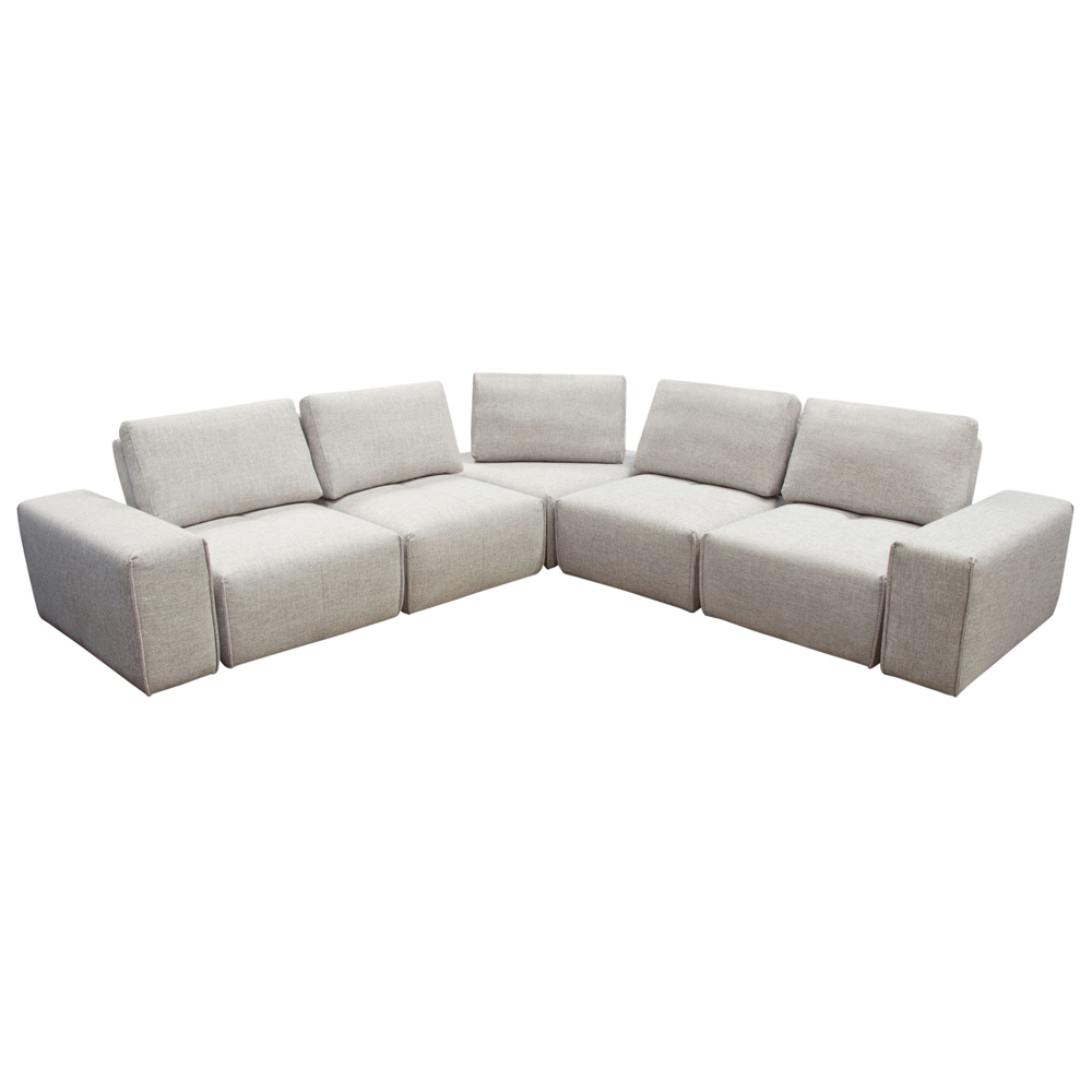 Diamond Sofa - Jazz Modular 5-Seater Fabric Corner Sectional with Adjustable Backrests in Light Barley