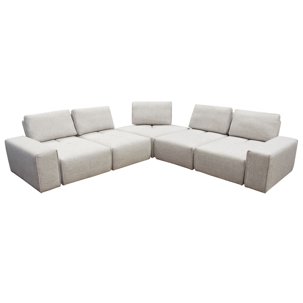 Diamond Sofa - Jazz Modular 5-Seater Fabric Corner Sectional with Adjustable Backrests in Light Barley