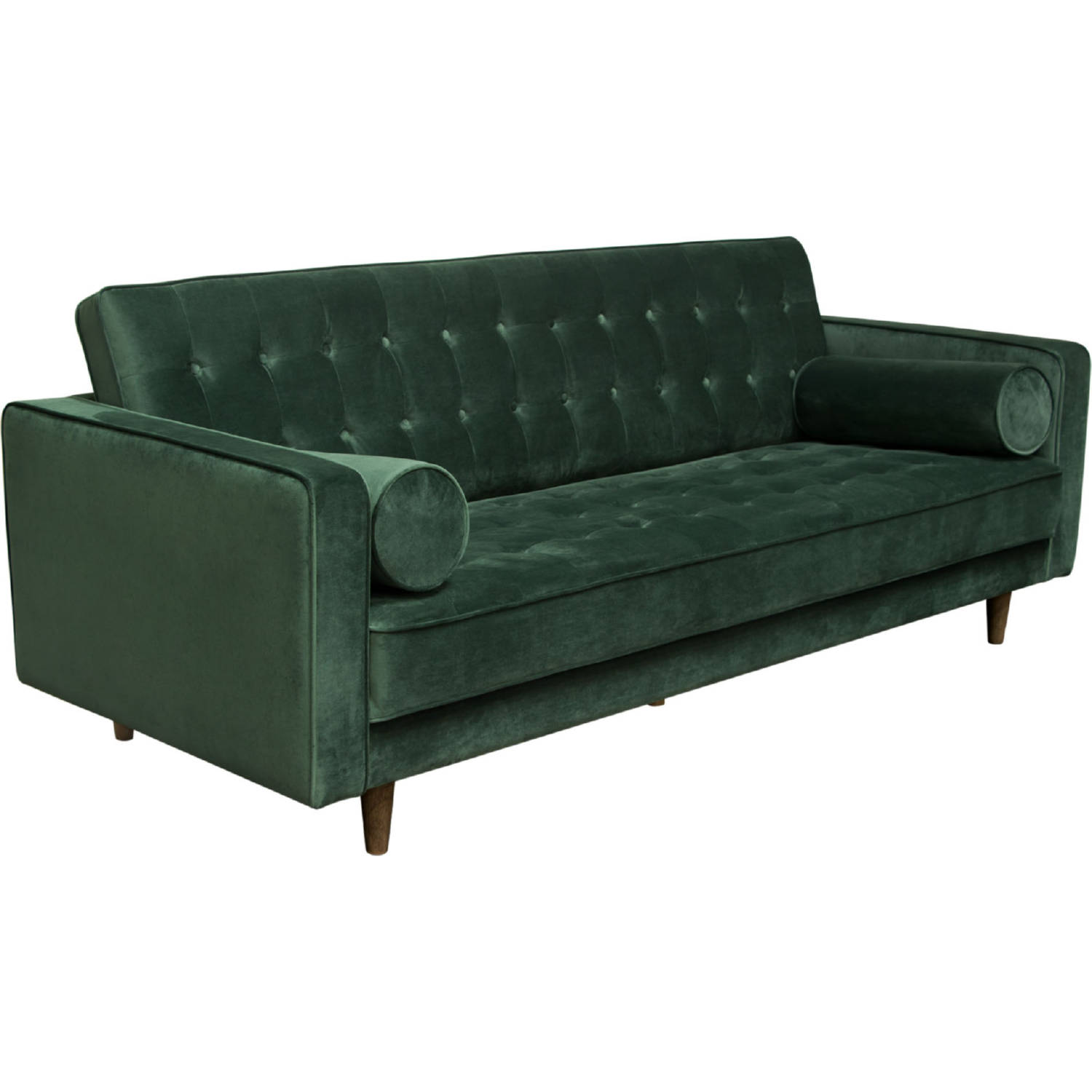 Diamond Sofa - Juniper Velvet Tufted Sofa with Two Bolster Pillows in Hunter Green