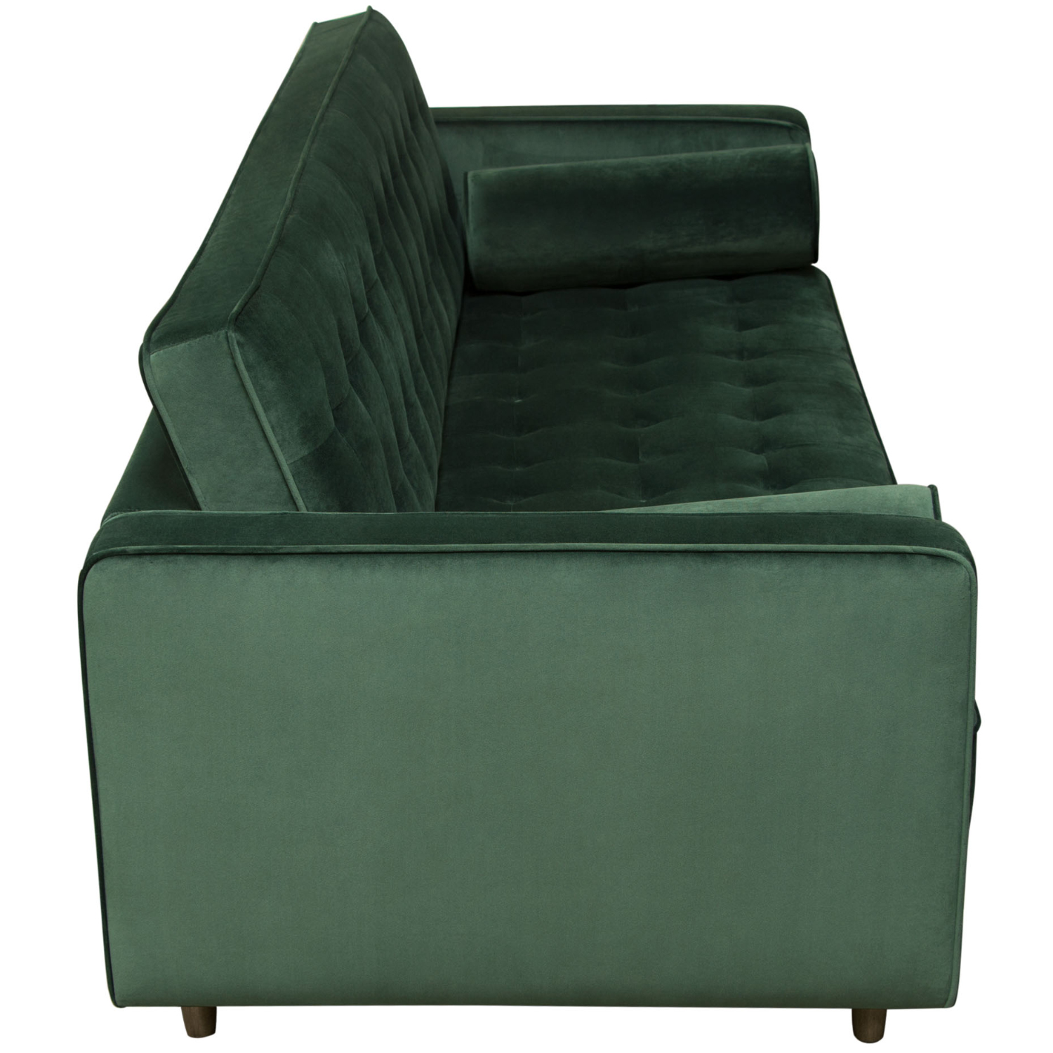 Diamond Sofa - Juniper Velvet Tufted Sofa with Two Bolster Pillows in Hunter Green