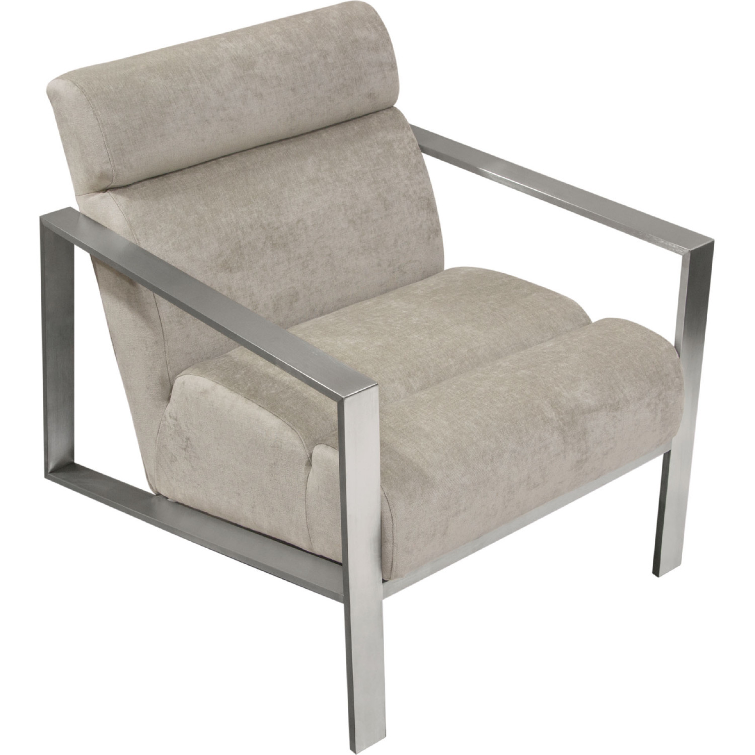 Diamond Sofa - La Brea Fabric Accent Chair with Brushed Stainless Steel Frame in Champagne