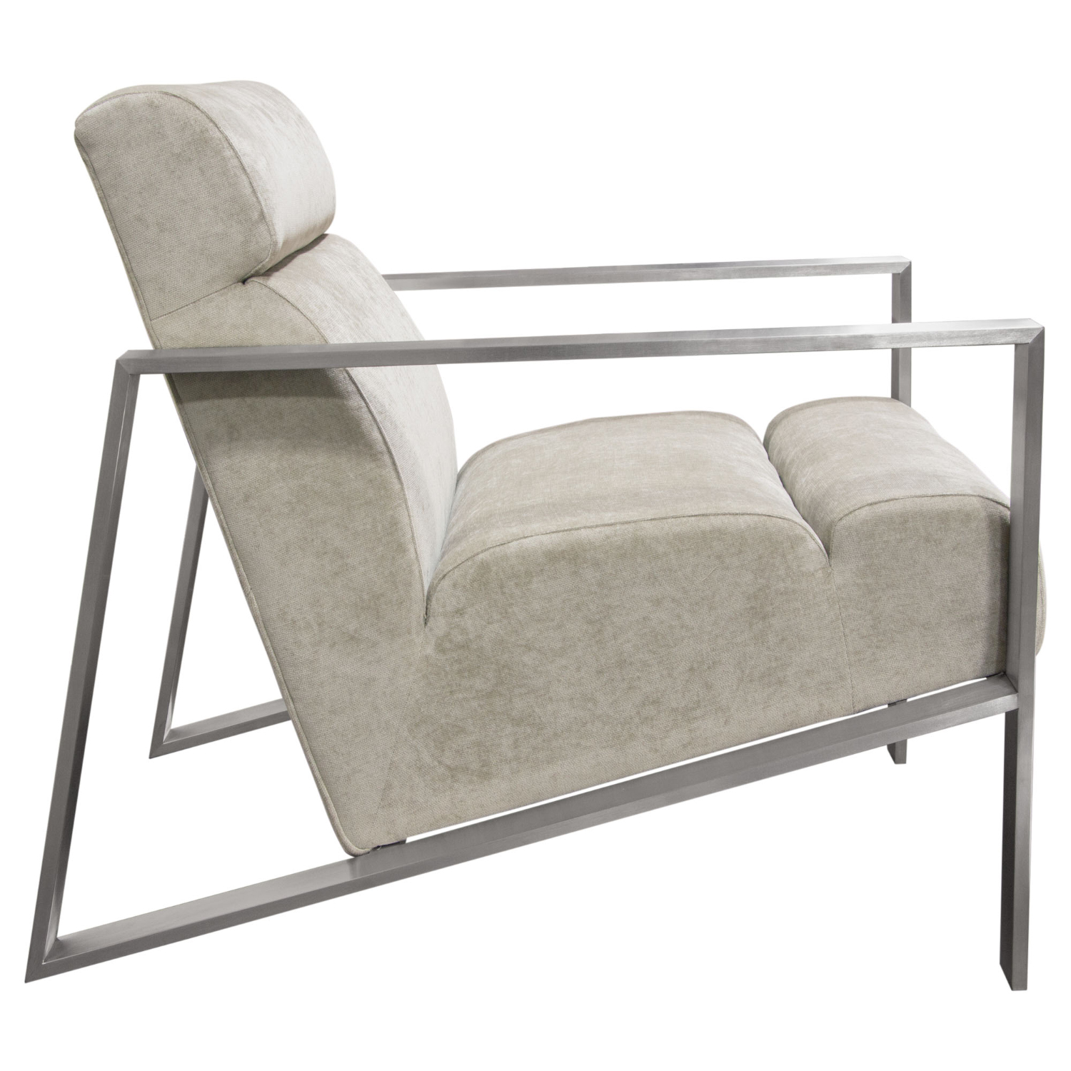 Diamond Sofa - La Brea Fabric Accent Chair with Brushed Stainless Steel Frame in Champagne