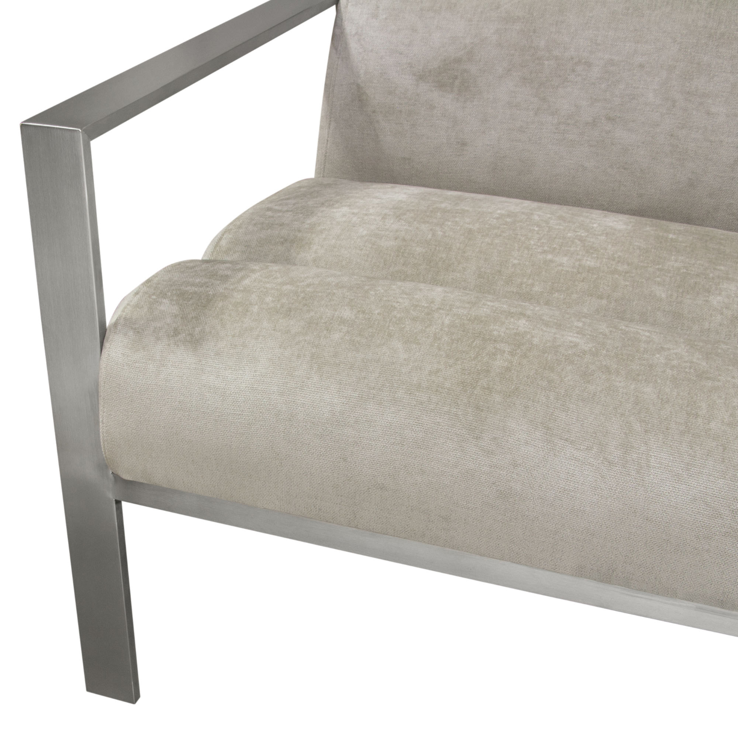 Diamond Sofa - La Brea Fabric Accent Chair with Brushed Stainless Steel Frame in Champagne