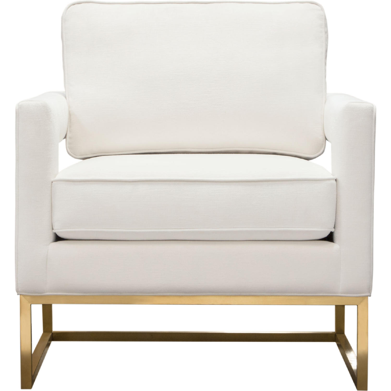 Diamond Sofa Lake Performance Fabric Accent Chair with Brushed Gold Metal Base - White