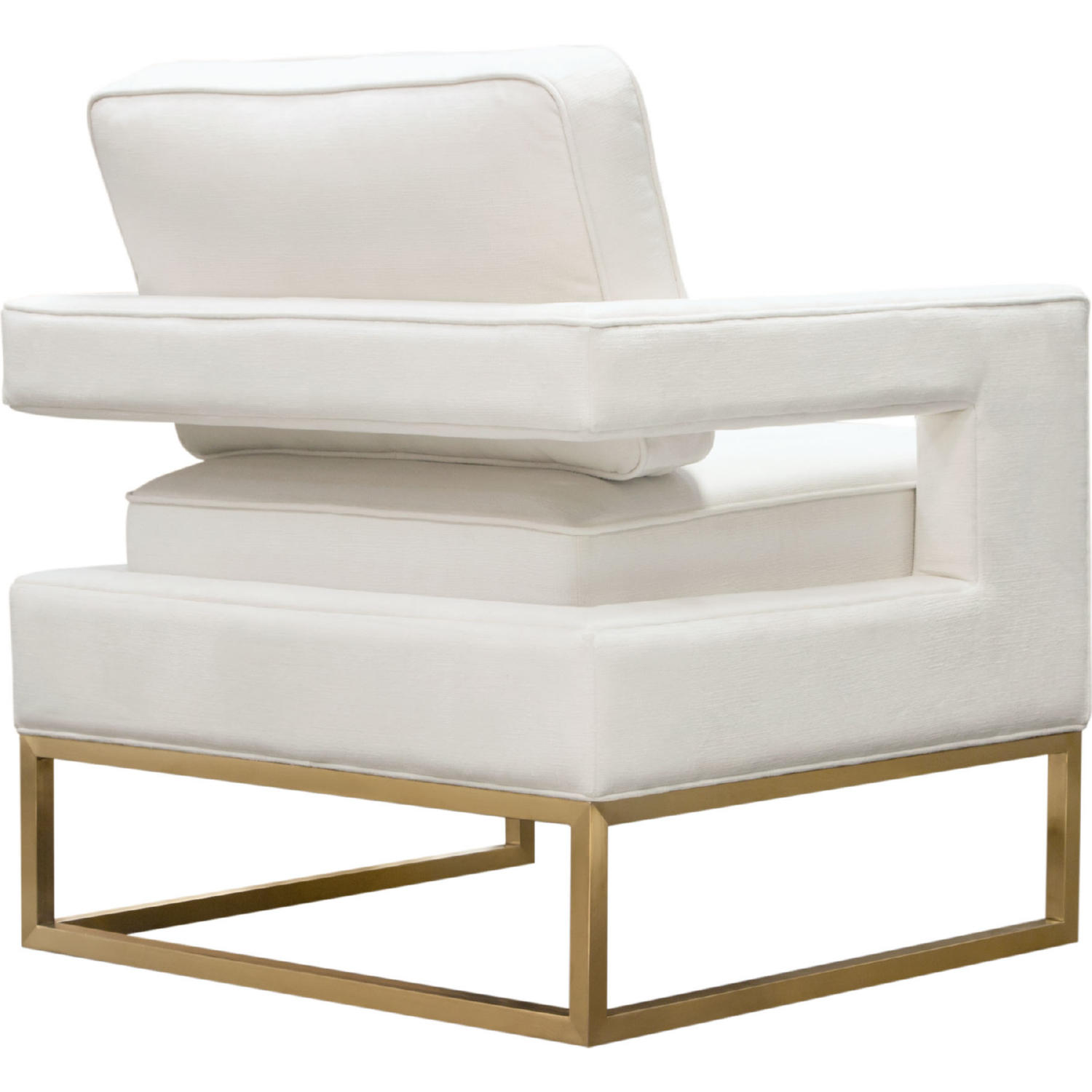 Diamond Sofa Lake Performance Fabric Accent Chair with Brushed Gold Metal Base - White