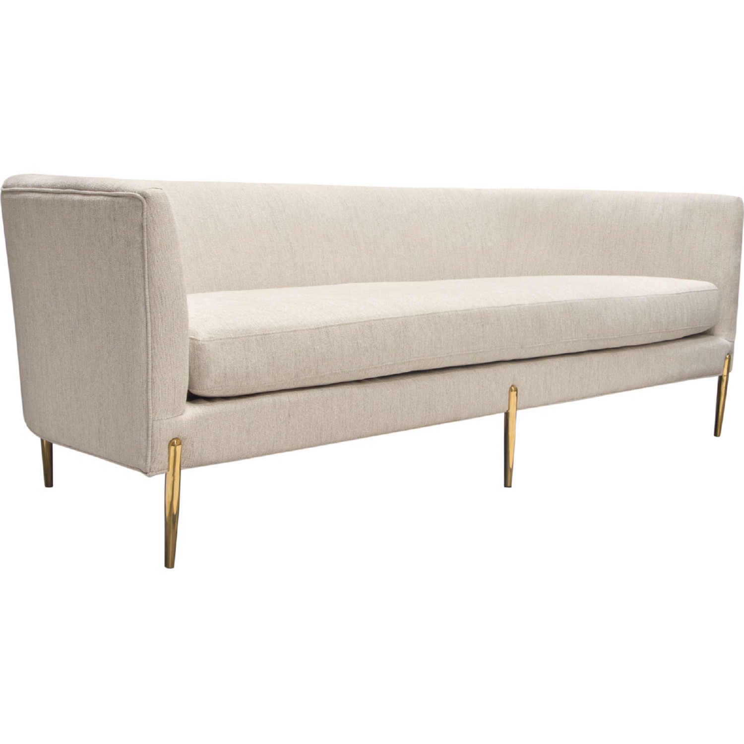 Diamond Sofa - Lane Fabric Sofa with Gold Metal Legs in Light Cream