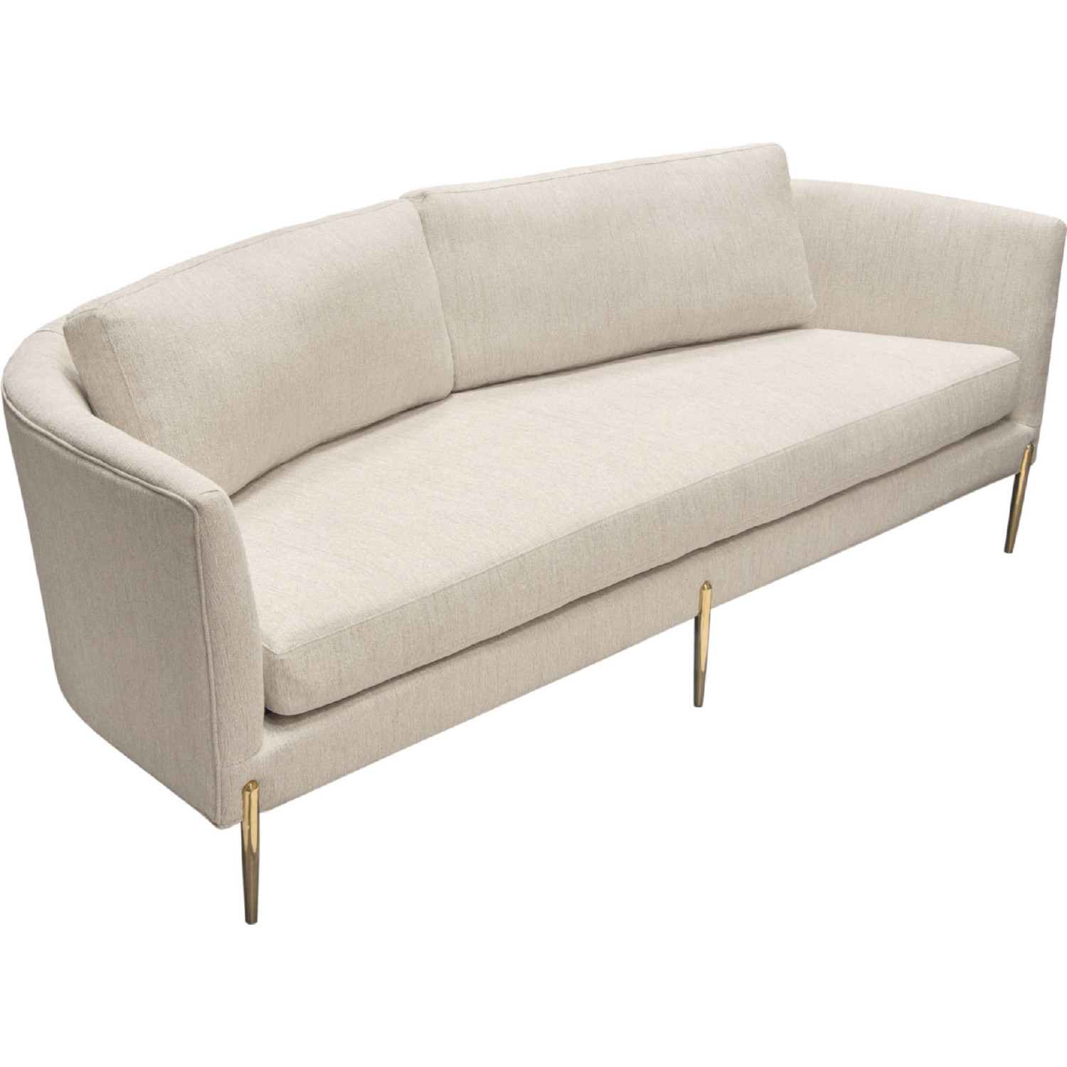 Diamond Sofa - Lane Fabric Sofa with Gold Metal Legs in Light Cream