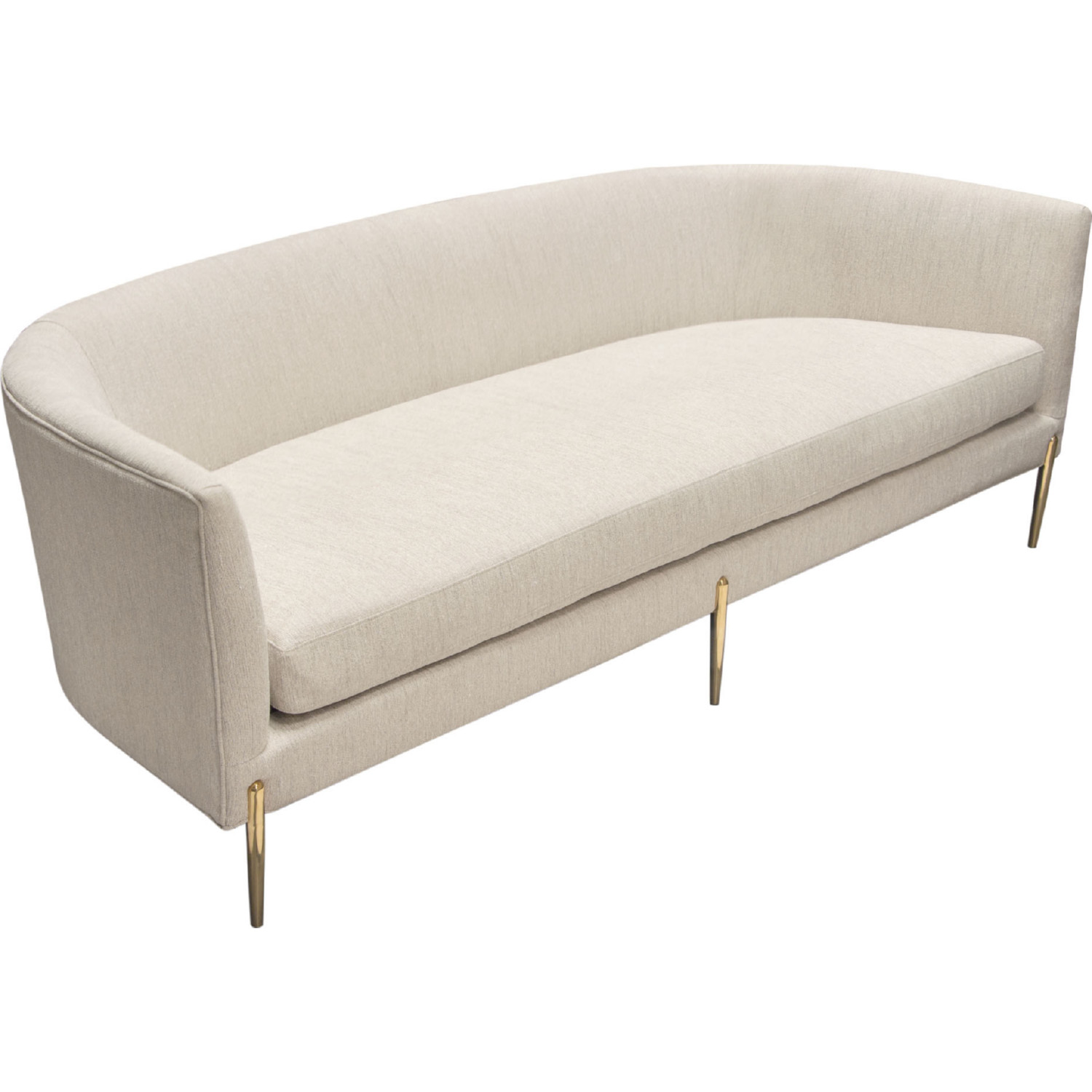 Diamond Sofa - Lane Fabric Sofa with Gold Metal Legs in Light Cream