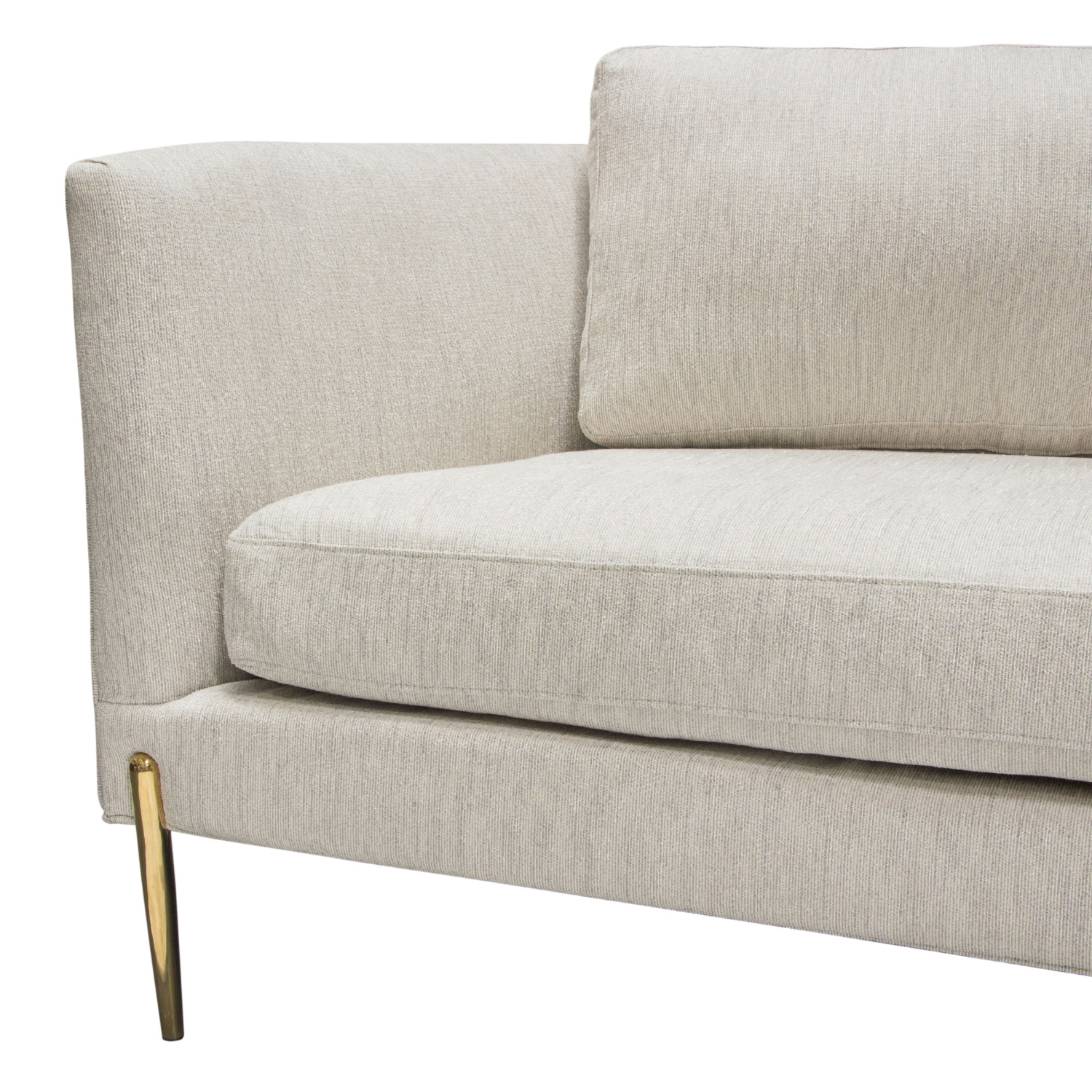 Diamond Sofa - Lane Fabric Sofa with Gold Metal Legs in Light Cream