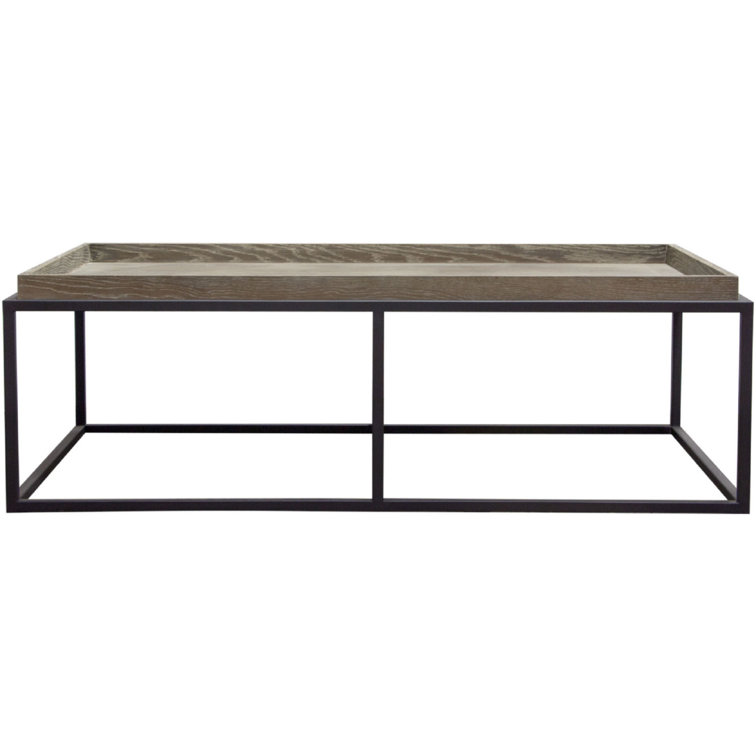 Diamond Sofa - Lex Rectangle Cocktail Table in Rustic Oak Veneer Finish Top with Black Powder Coated Metal Base