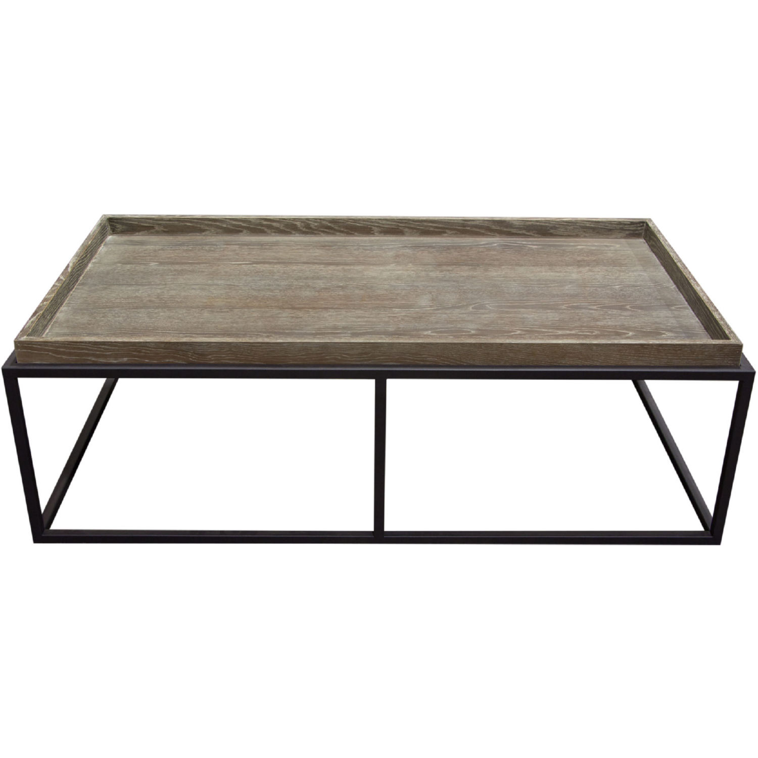 Diamond Sofa - Lex Rectangle Cocktail Table in Rustic Oak Veneer Finish Top with Black Powder Coated Metal Base