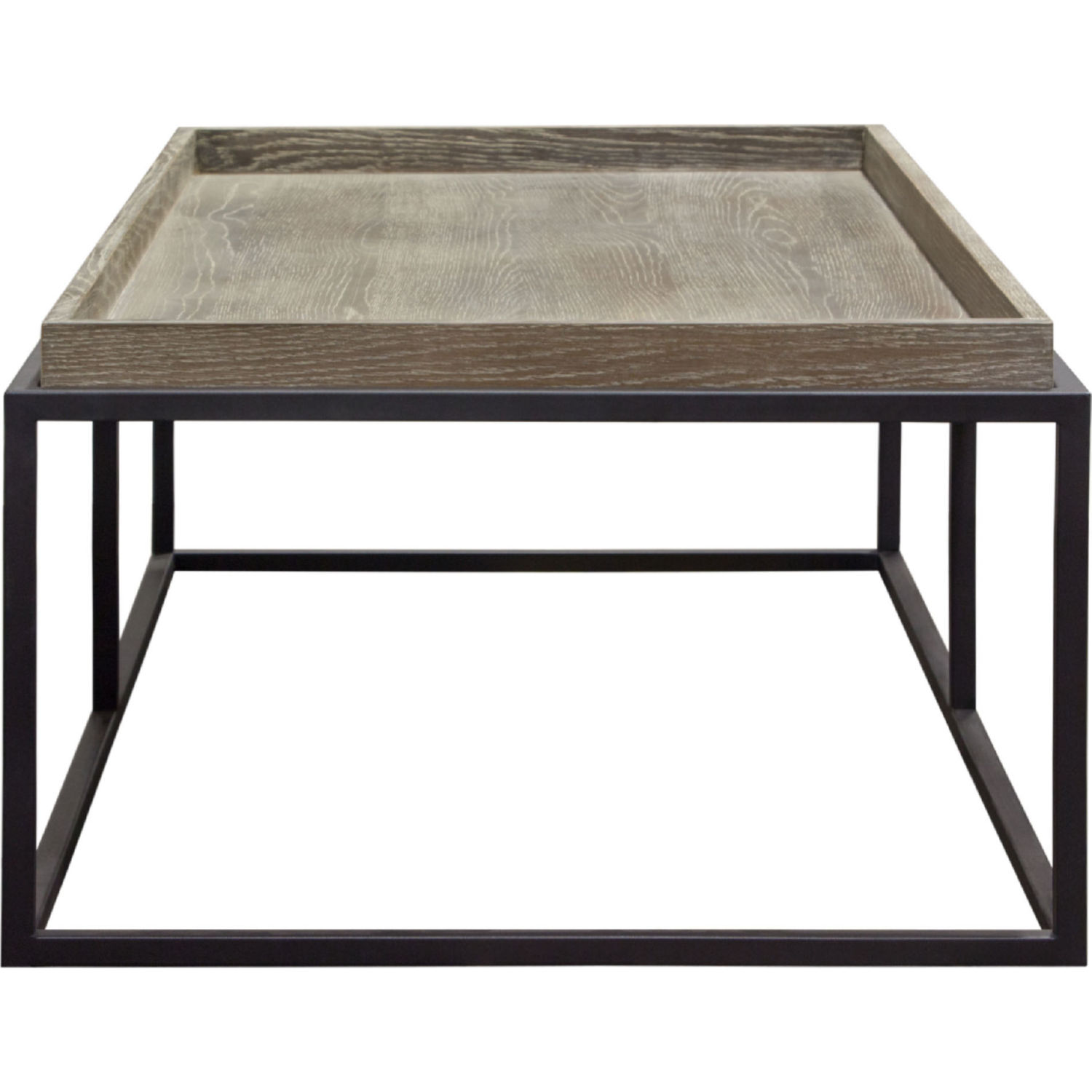 Diamond Sofa - Lex Rectangle Cocktail Table in Rustic Oak Veneer Finish Top with Black Powder Coated Metal Base