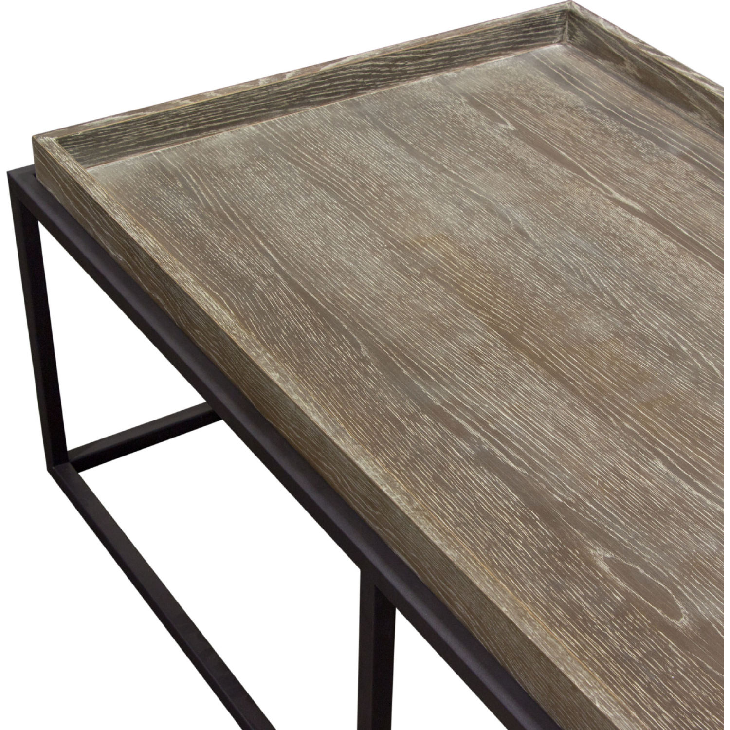 Diamond Sofa - Lex Rectangle Cocktail Table in Rustic Oak Veneer Finish Top with Black Powder Coated Metal Base