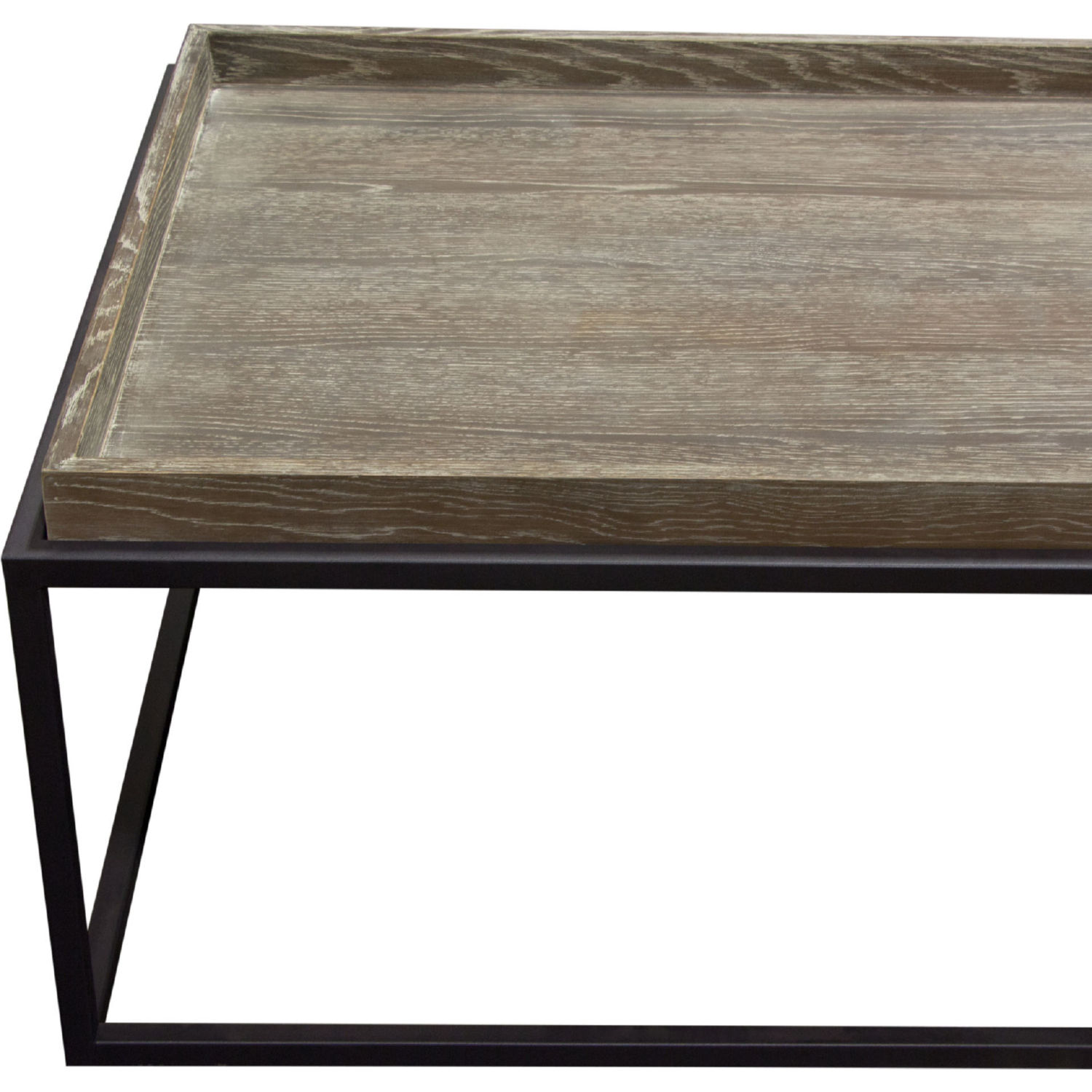 Diamond Sofa - Lex Rectangle Cocktail Table in Rustic Oak Veneer Finish Top with Black Powder Coated Metal Base