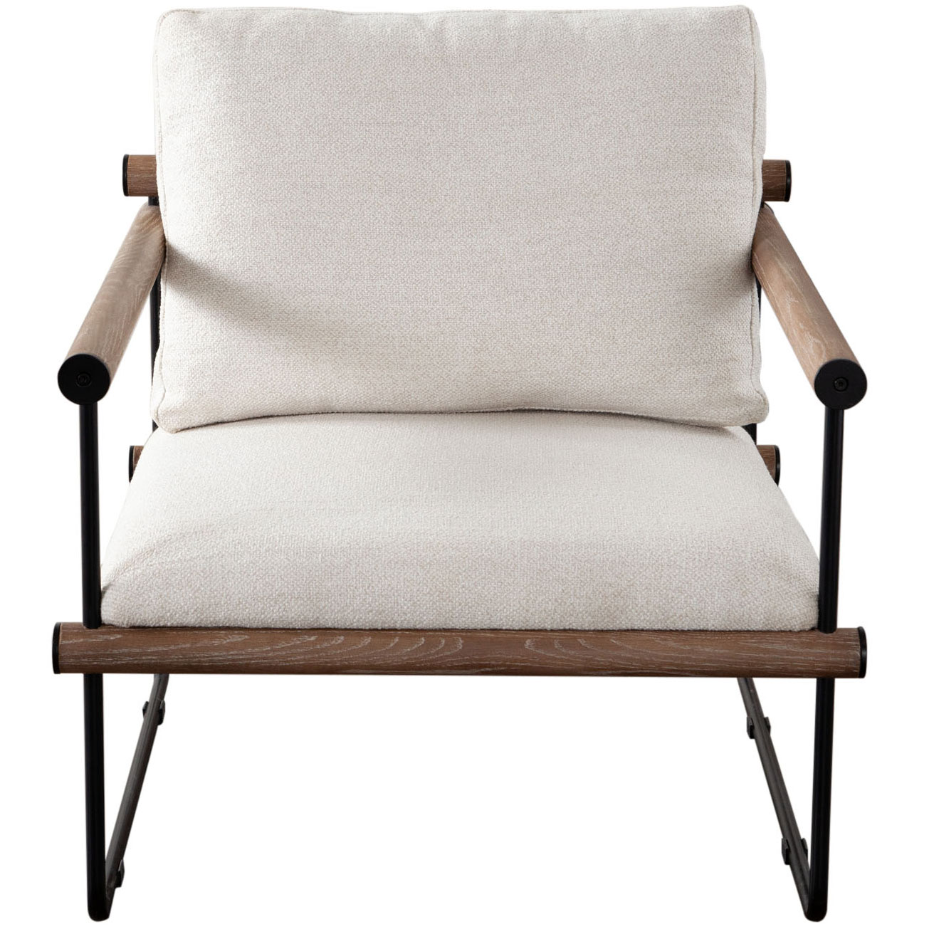 Diamond Sofa™ Liam Fabric Accent Chair with Metal Frame & Wood Arm - Cream