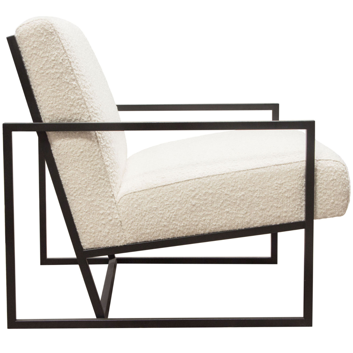 Diamond Sofa™ Luxe Boucle Textured Fabric Accent Chair with Black Powder Coat Frame - Bone