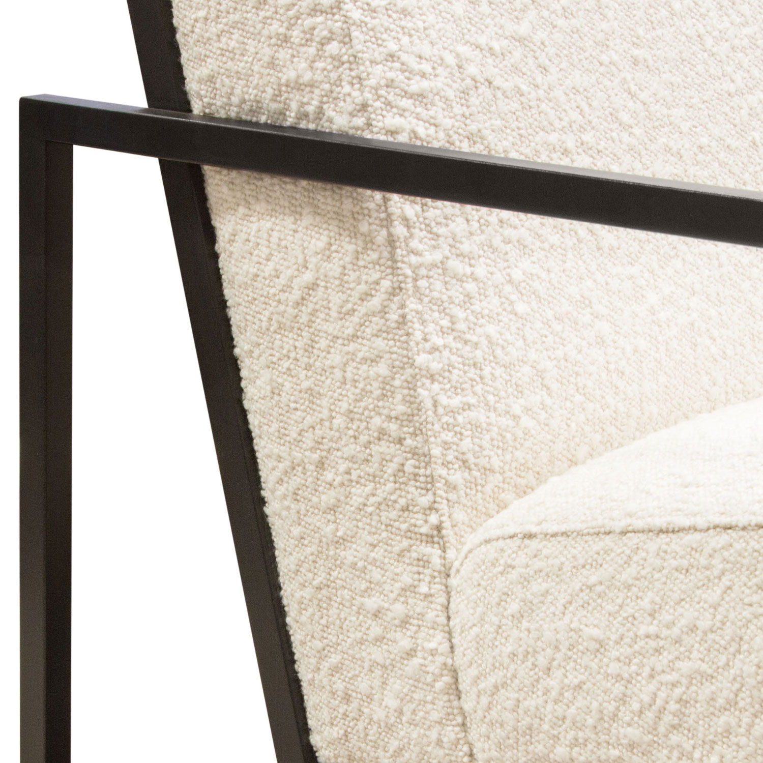 Diamond Sofa™ Luxe Boucle Textured Fabric Accent Chair with Black Powder Coat Frame - Bone