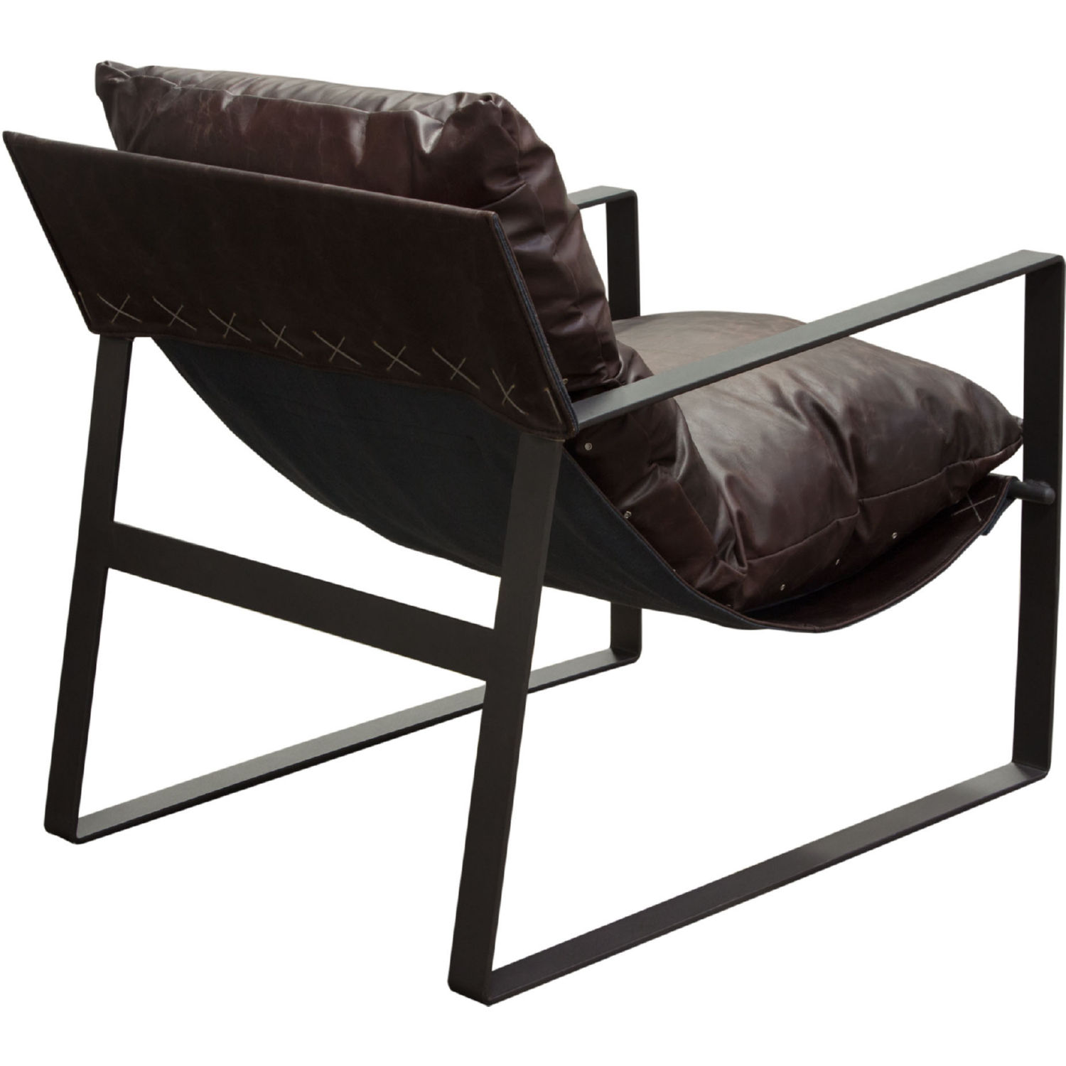 Diamond Sofa™ Miller Sling Genuine Leather Accent Chair with Black Powder Coated Metal Frame - Chocolate