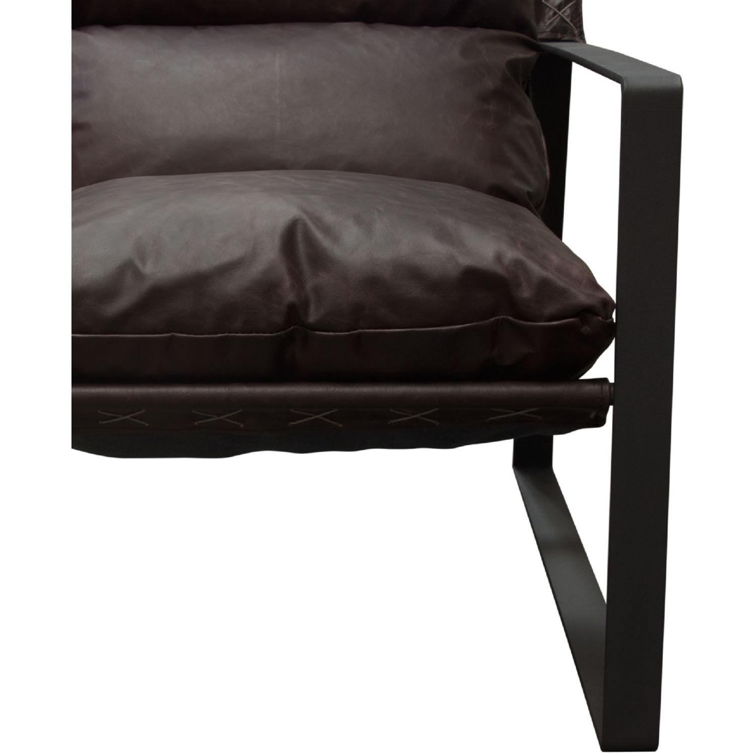 Diamond Sofa™ Miller Sling Genuine Leather Accent Chair with Black Powder Coated Metal Frame - Chocolate