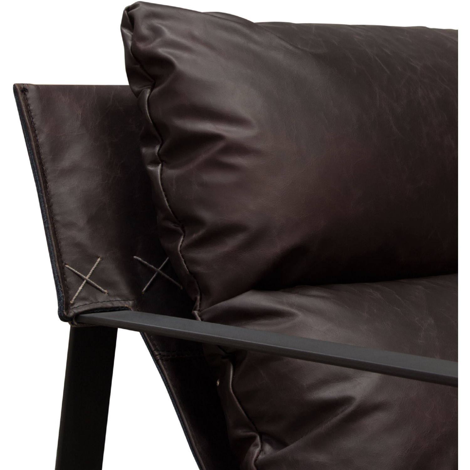 Diamond Sofa™ Miller Sling Genuine Leather Accent Chair with Black Powder Coated Metal Frame - Chocolate