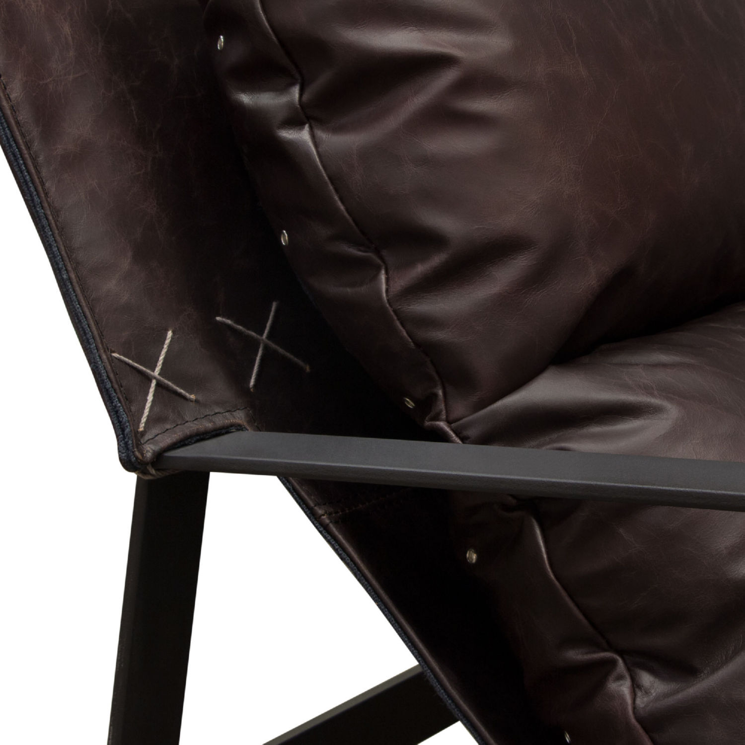 Diamond Sofa™ Miller Sling Genuine Leather Accent Chair with Black Powder Coated Metal Frame - Chocolate