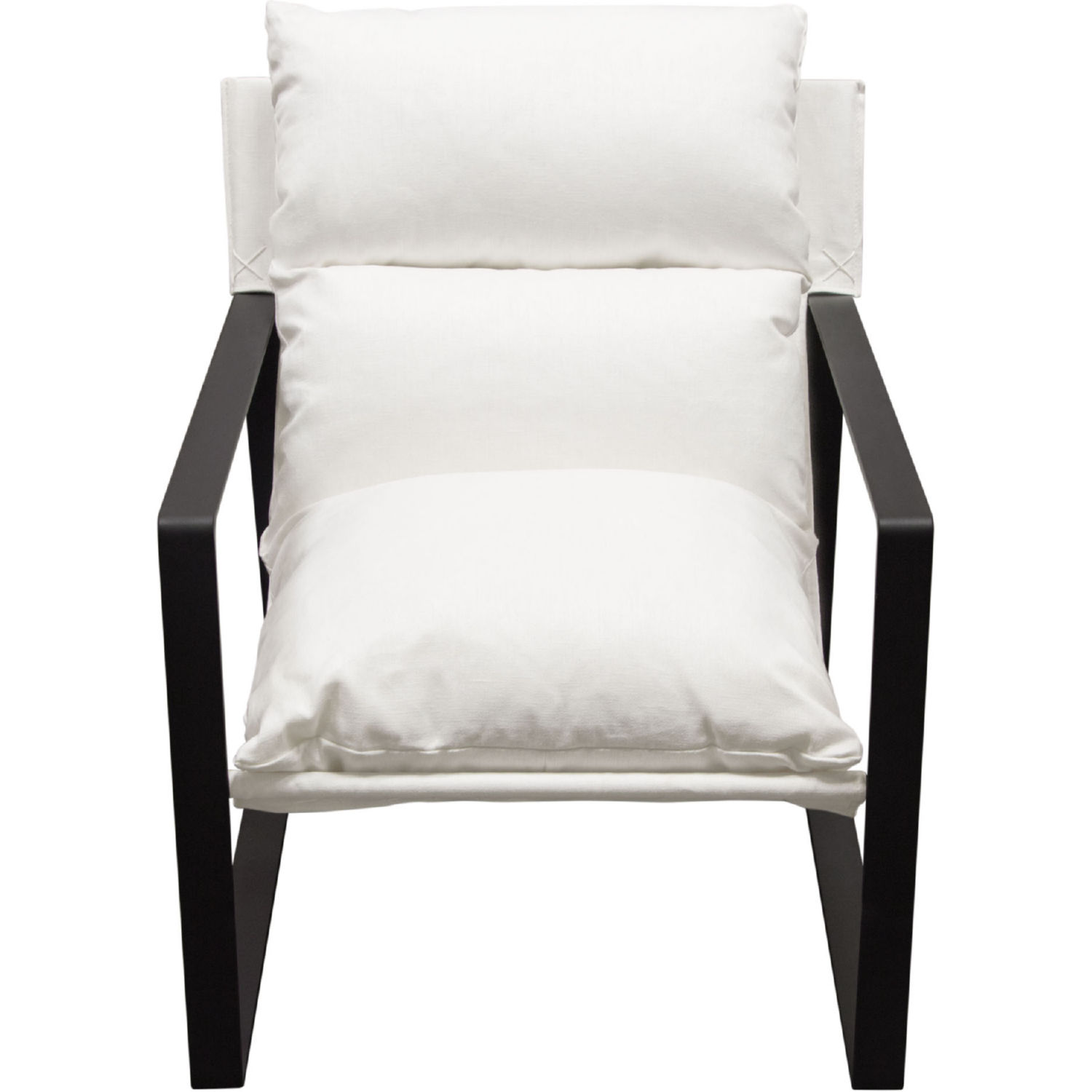 Diamond Sofa™ Miller Sling Linen Fabric Accent Chair with Black Powder Coated Metal Frame - White