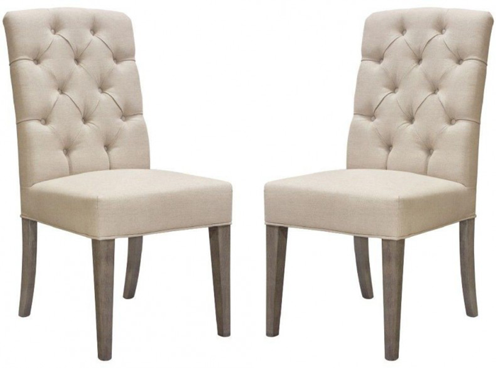 Diamond Sofa - Napa Tufted Linen Fabric Dining Side Chairs with Wood Legs in Gray Oak Finish (Set of Two) in Sand