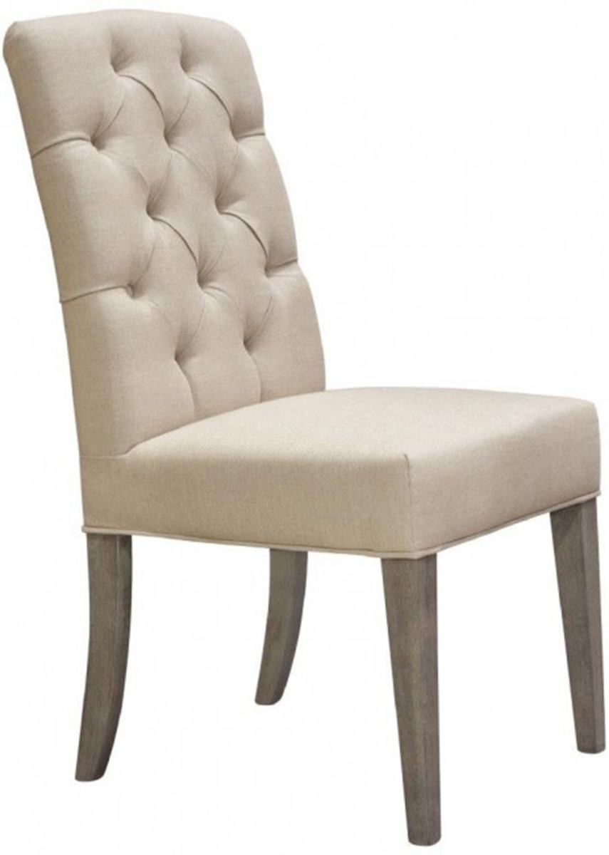 Diamond Sofa - Napa Tufted Linen Fabric Dining Side Chairs with Wood Legs in Gray Oak Finish (Set of Two) in Sand