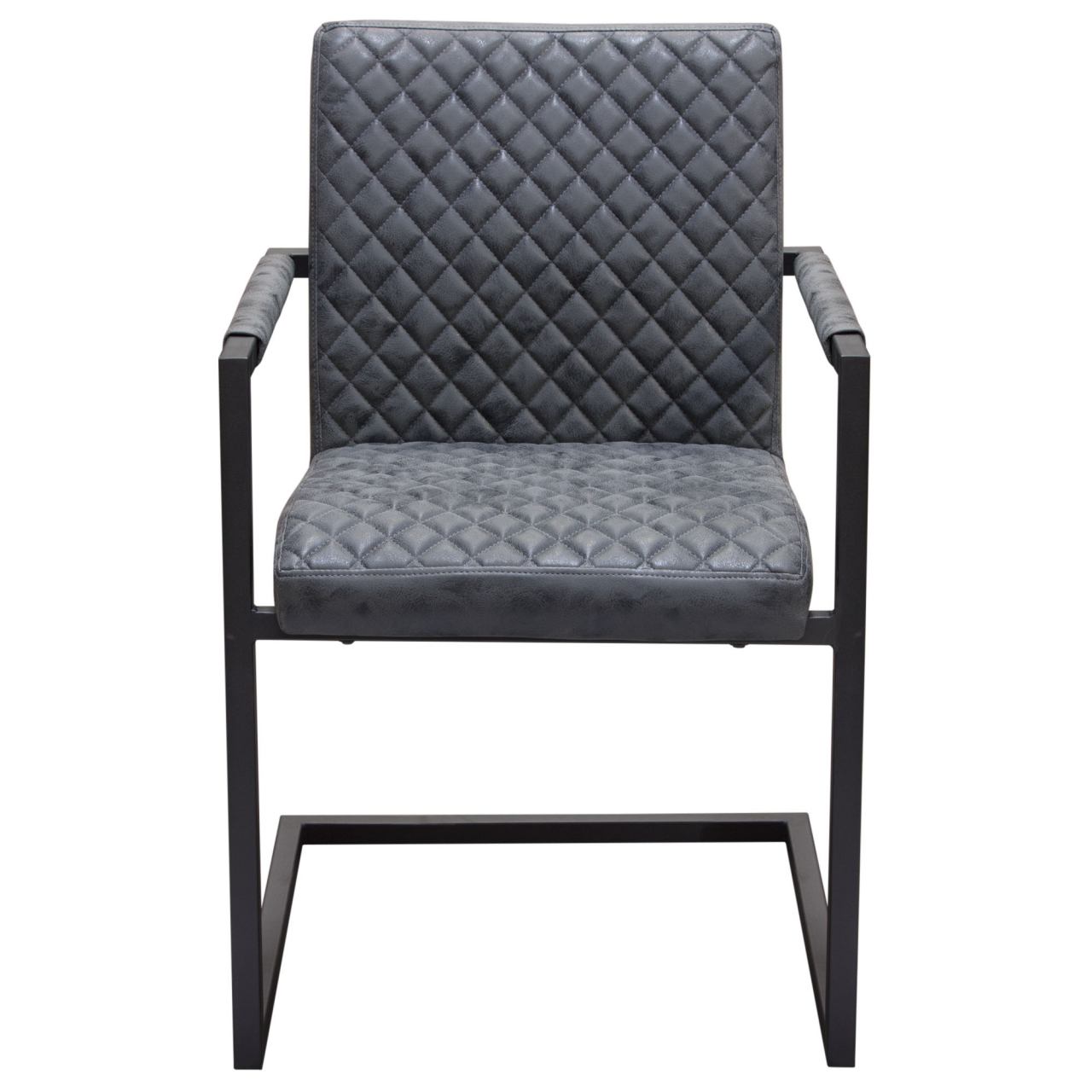 Diamond Sofa - Nolan 2-Pack Dining Chairs Diamond Tufted Leatherette on Charcoal Powder Coat Frame in Charcoal