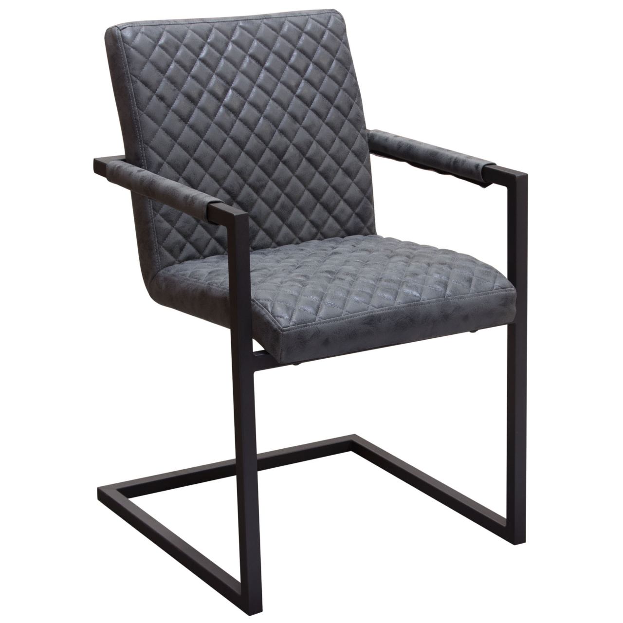 Diamond Sofa - Nolan 2-Pack Dining Chairs Diamond Tufted Leatherette on Charcoal Powder Coat Frame in Charcoal