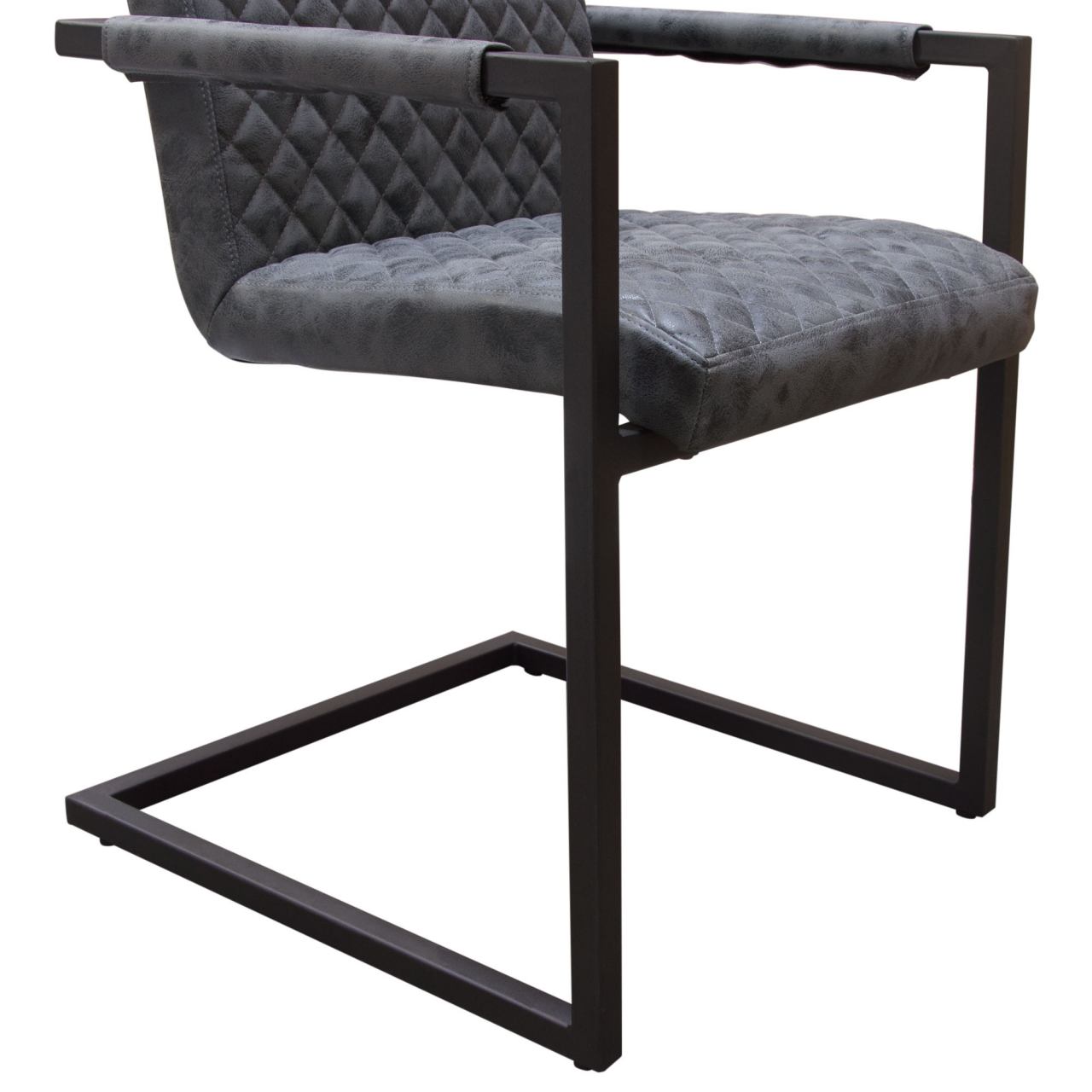 Diamond Sofa - Nolan 2-Pack Dining Chairs Diamond Tufted Leatherette on Charcoal Powder Coat Frame in Charcoal