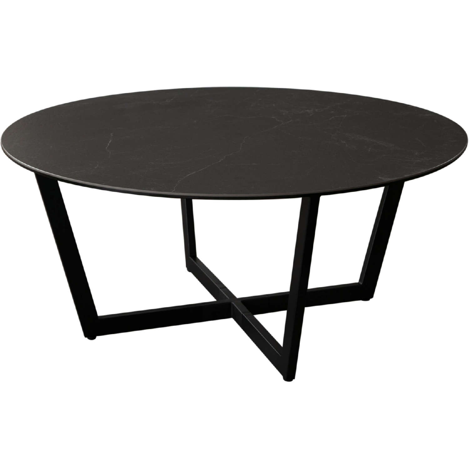 Diamond Sofa - Onyx Round Cocktail Table with Black Ceramic Glass Top & Black Metal Leg