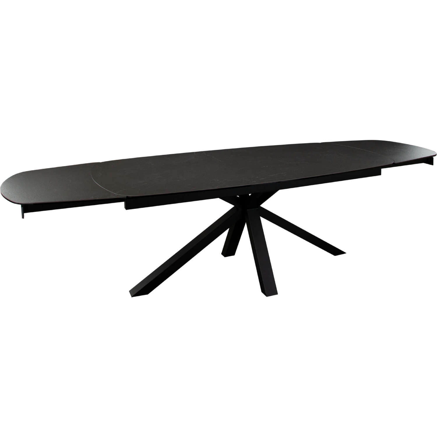 Diamond Sofa - Onyx Rectangle Extension Dining Table with Black Ceramic Glass Top & Black Metal Leg