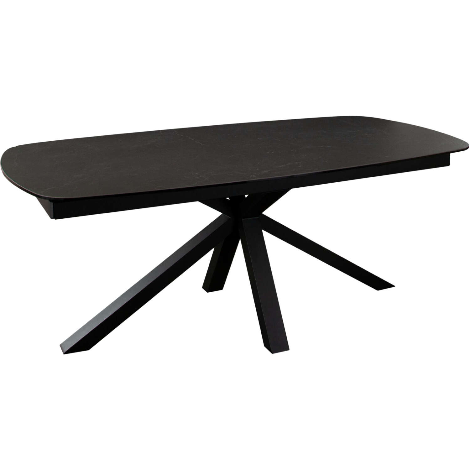 Diamond Sofa - Onyx Rectangle Extension Dining Table with Black Ceramic Glass Top & Black Metal Leg