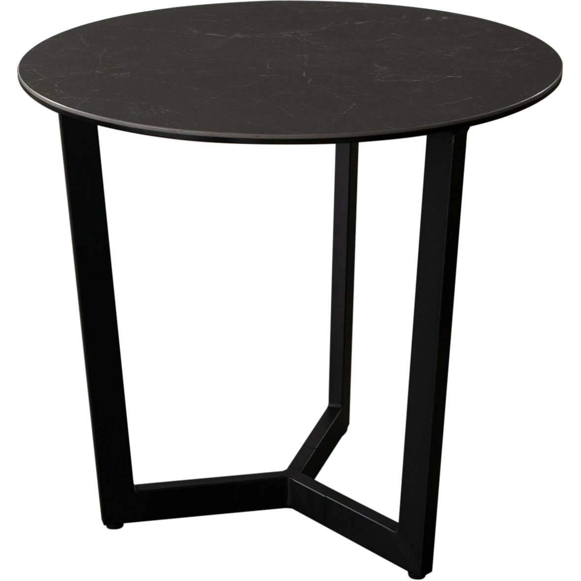 Diamond Sofa - Onyx Round End Table with Black Ceramic Glass Top & Black Metal Leg