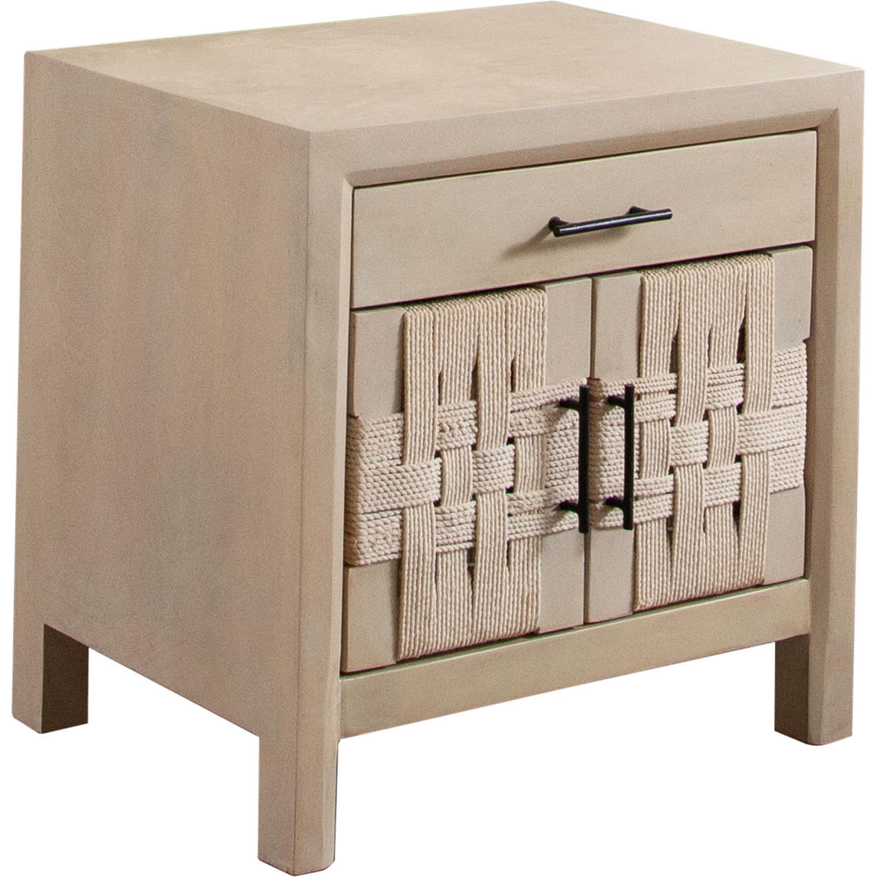 Diamond Sofa - Palm Solid Mango Wood 2-Door 1-Drawer Nightstand with Woven Rope Door Fronts in Natural Finish