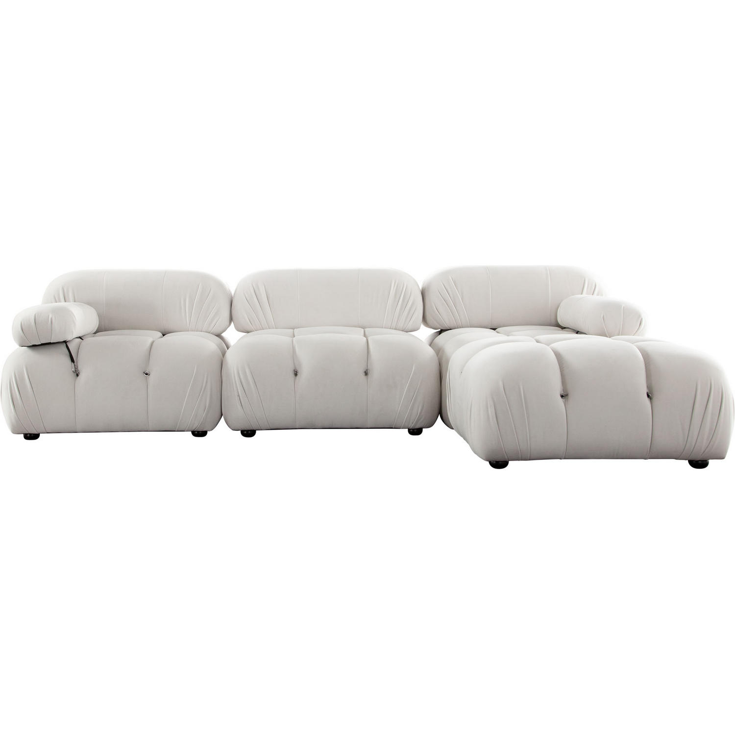 Diamond Sofa Paloma 4PC Velvet Modular Reversible Chaise Sectional - Light Cream